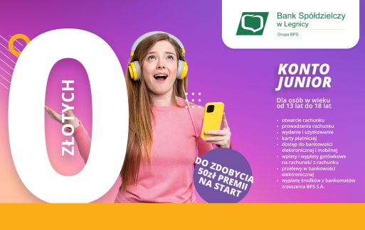 Bank Spółdzielczy w Legnicy - Rachunek oszczędnościowo-rozliczeniowy KONTO JUNIOR